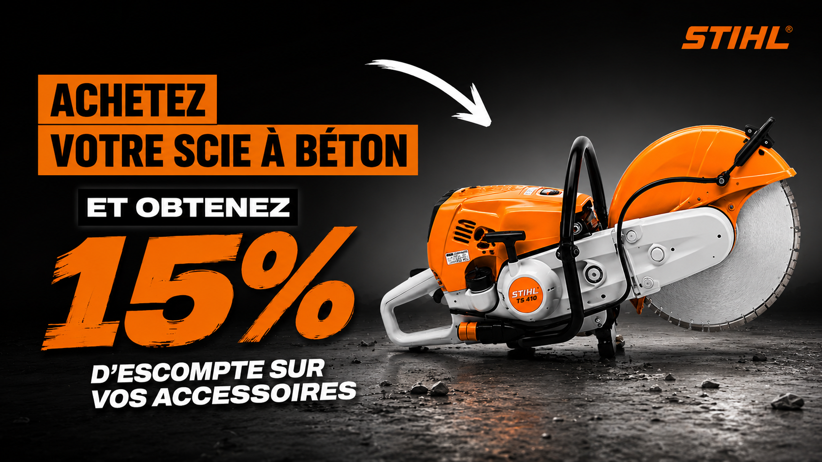 Promotion DIAMANT — 15% d'escompte sur vos accessoires à l'achat d'une scie à béton STIHL